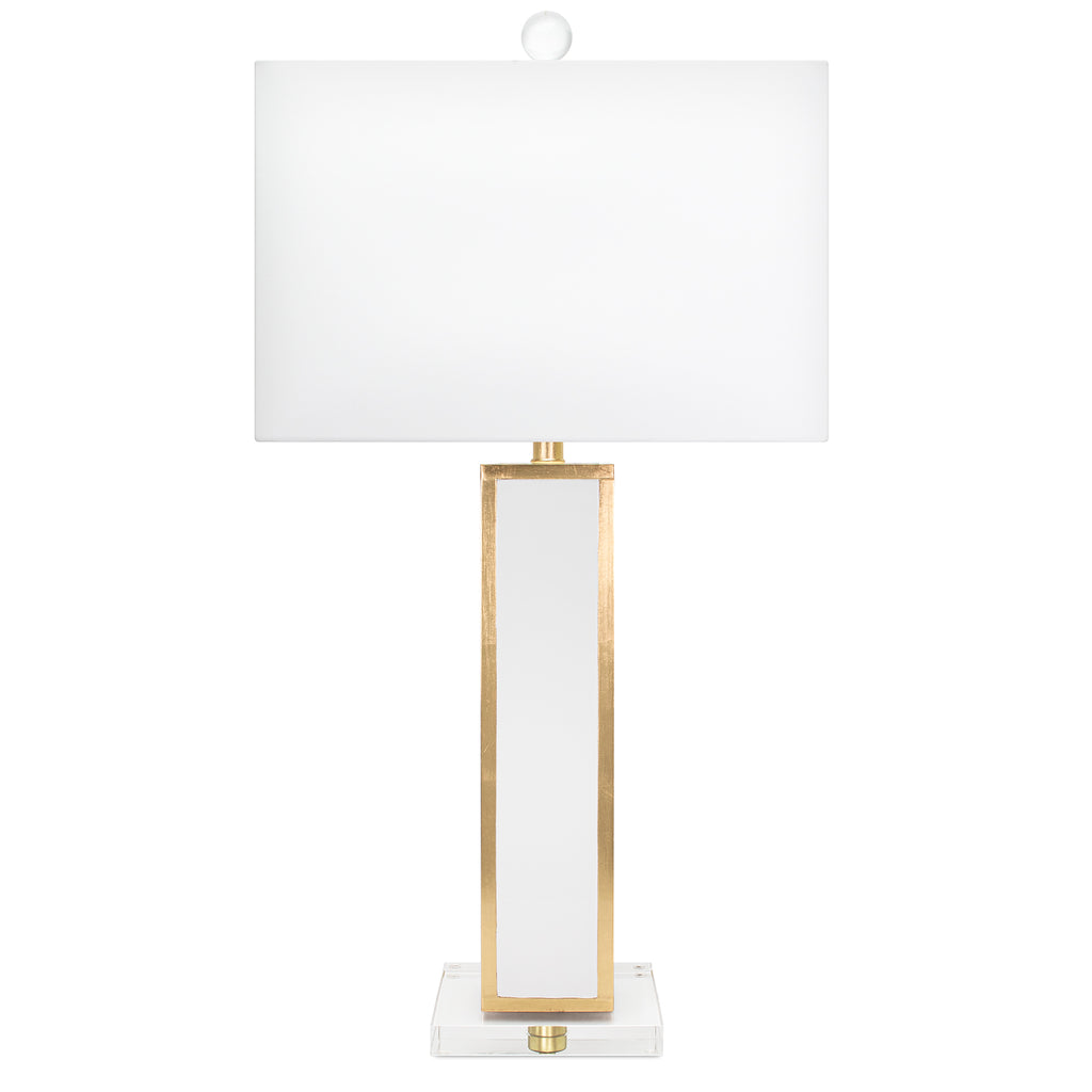 31.5"H White/Gold Blair Table Lamp with White Linen Shade