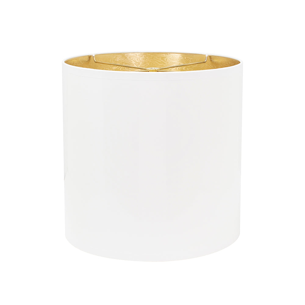 White Lacquer Shade with Gold Lining 13 x 13 x 13" - Couture Lamps