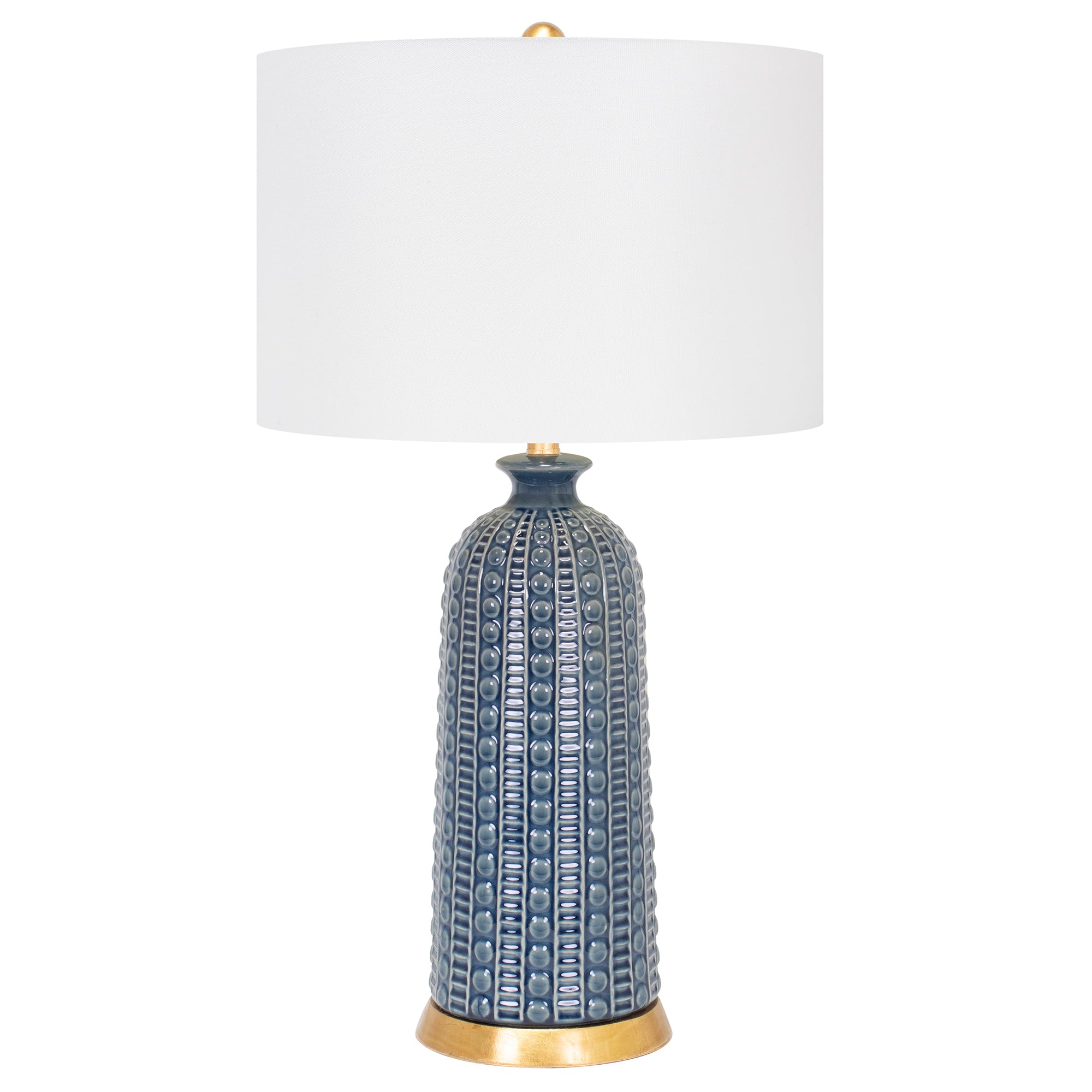 Denim Blue Melrose Table Lamp-with 17x17x11 White Classic Linen Shade - Couture Lamps