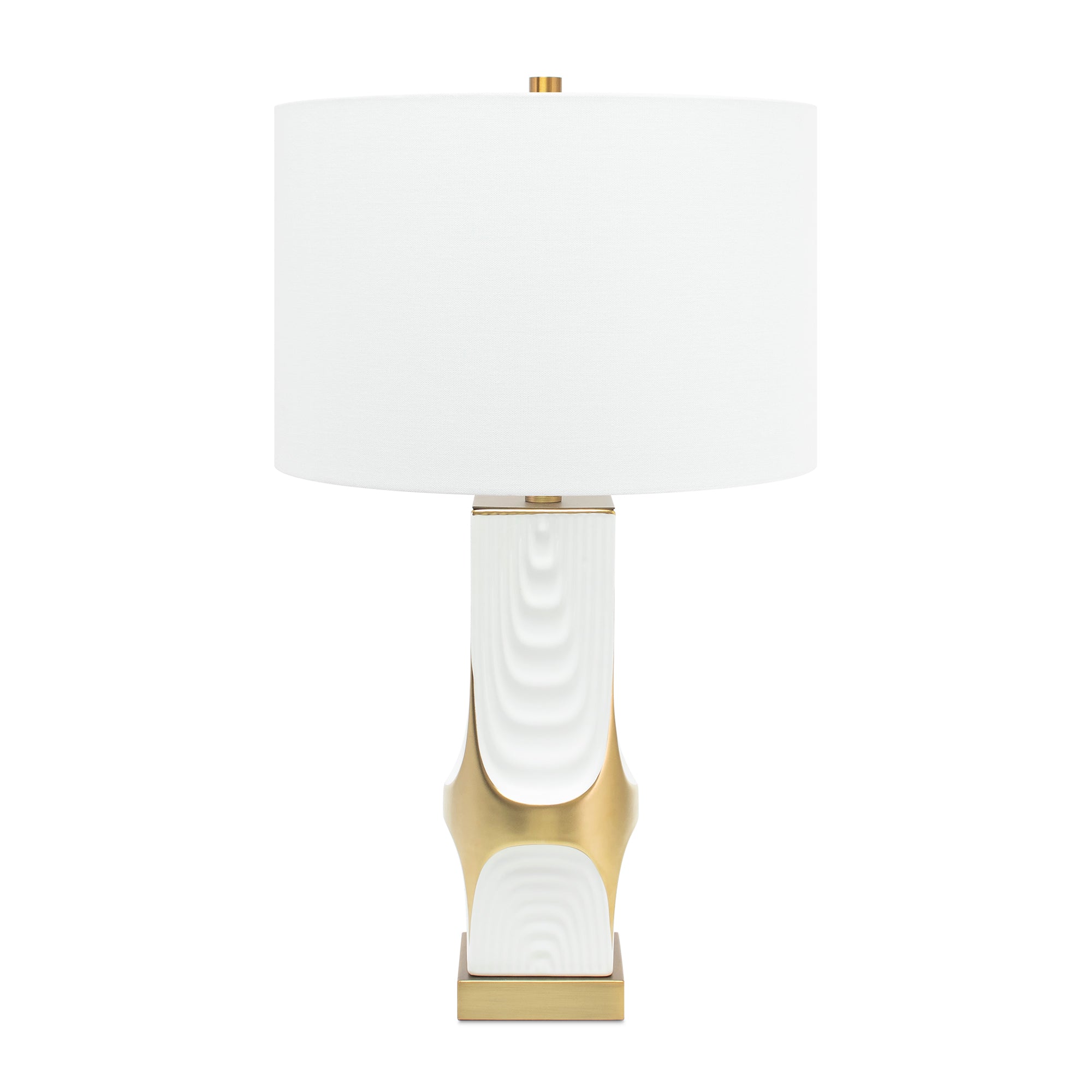 White and Gold Drape Table Lamp-with 15x15x10 White Classic Linen Shade - Couture Lamps