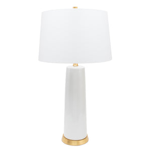 White and Gold Tansey Table Lamp- with 14x16x10 White Crisp Linen Shade - Couture Lamps