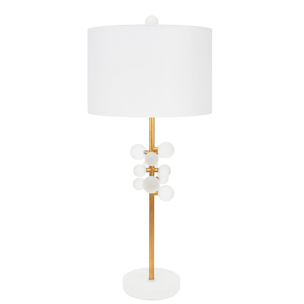 Holmes Table Lamp- with 15x15x10 Classic White Linen Shade - Couture Lamps