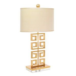 30"H Gold Metal Greek Key Lamp - Couture Lamps